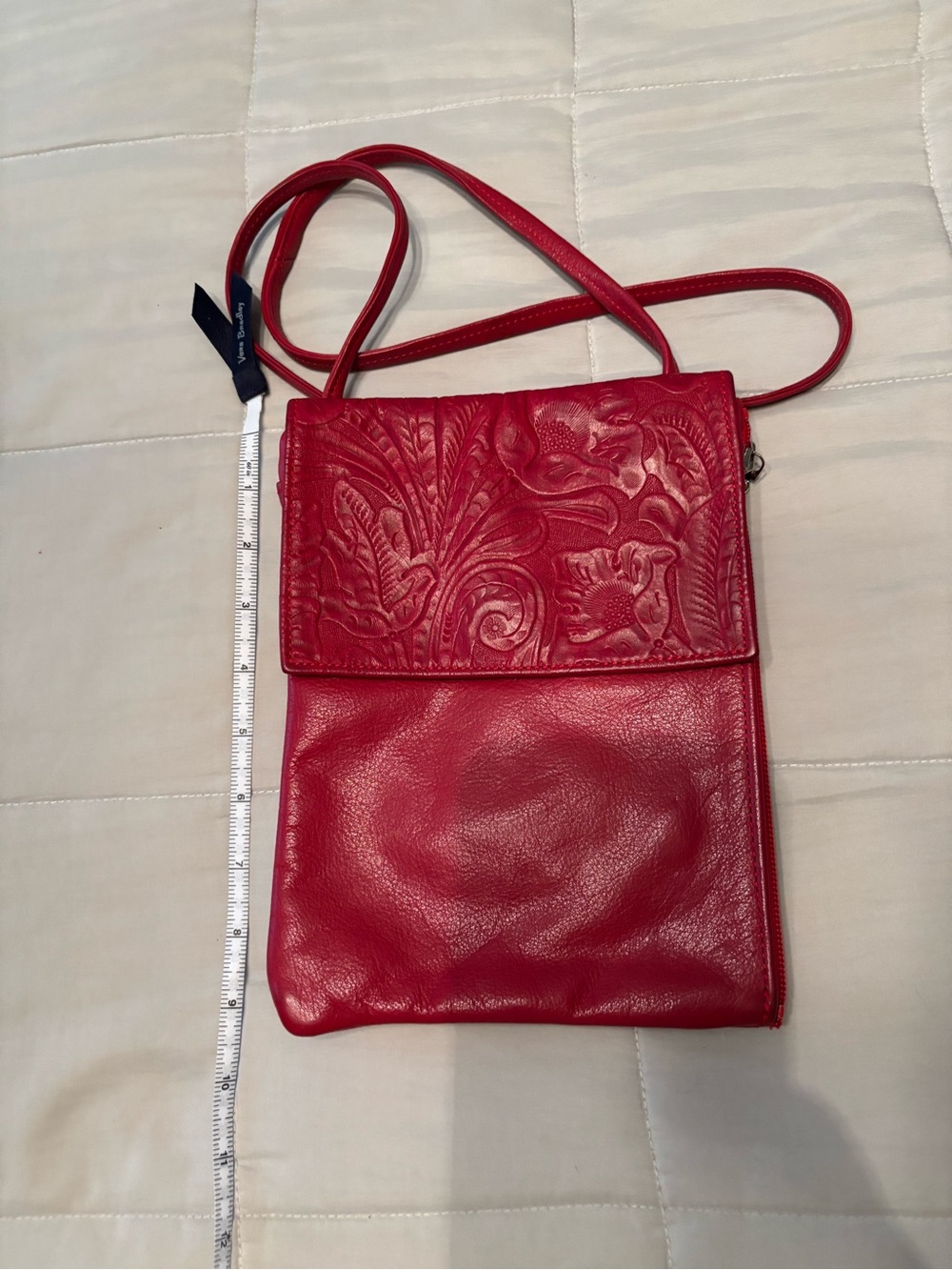 Lew N Me Colorado Handbags Red Embossed Leather Crossbody Bag - Picture 3 of 7